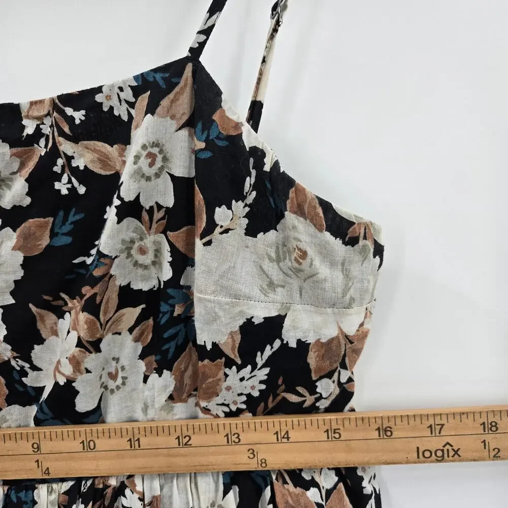 Abercrombie Fitch Cottage Boho Garden Babydoll Cotton Floral Tiered Maxi Dress L